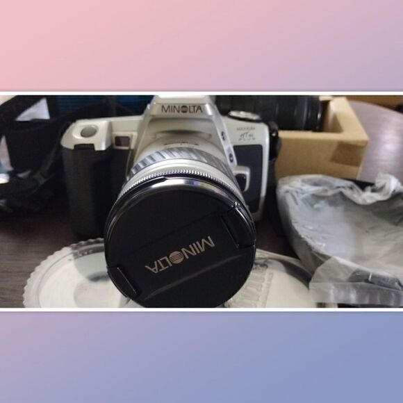 Minolta Maxxum HTsi Plus 35mm SLR Film Camera w/ 28-80mm Minolta Lens & Vivitar - Picture 2 of 7